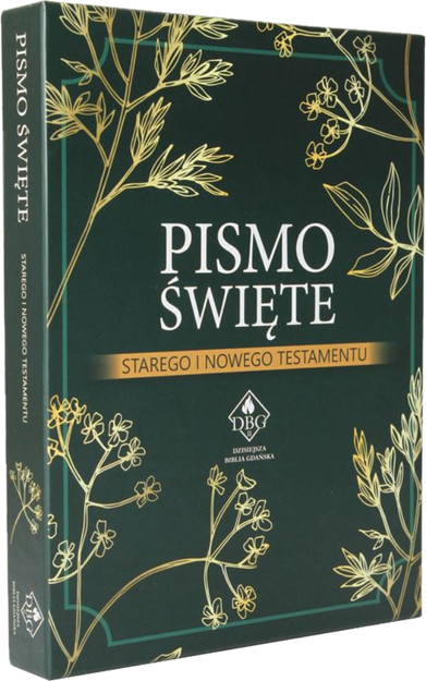 Dzisiejsza Biblia Gdańska DBG II duża PU zamek index złoto pudełko brąz
