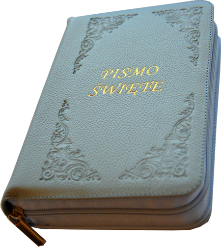 Biblia Tysiąclecia mała index skóra zamek oazowa błękitna