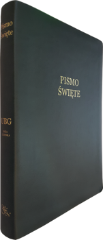 Uwspółcześniona Biblia Gdańska UBG duża ekoskóra PU F2 złoto duża czcionka morski.