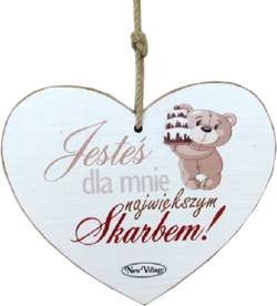 Tabliczka drewniana - Jesteś dla mnie największym Skarbem - serce
