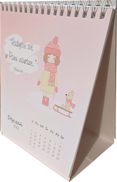 Chrześcijański kalendarz dla dzieci 2026 - kalendarz stojący pocztówkowy piramidka