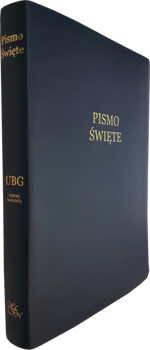 Uwspółcześniona Biblia Gdańska UBG duża ekoskóra PU F3 złoto szeroki margines granat