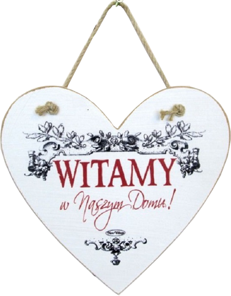 Tabliczka drewniana - Witamy w Naszym Domu! - serce