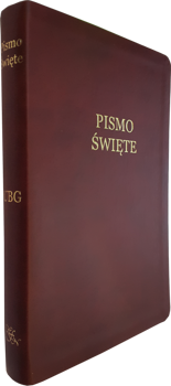 Uwspółcześniona Biblia Gdańska UBG średnia ekoskóra PU F1 złoto bordo - gruby papier