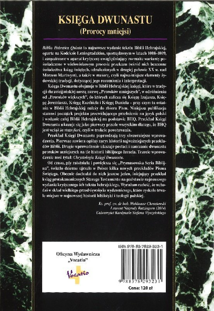 Księga dwunastu Biblia Hebrajska Księgi protokanoniczne ST - ks prof Waldemar Chrostowski - Prymasowska Seria Biblijna