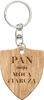 Brelok drewniany - Pan moją  Mocą i Tarczą