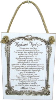 Tabliczka drewniana - Kochani Rodzice Nie ma słów... ... Młoda para - podziękowania dla rodziców