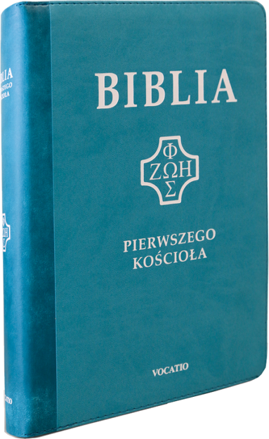 Biblia Pierwszego Kościoła eko-skóra PU zamek index złoto turkusowa