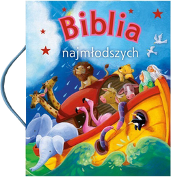 Biblia dla najmłodszych - okładka z gąbką brokatem i rączką kartki kartonowe