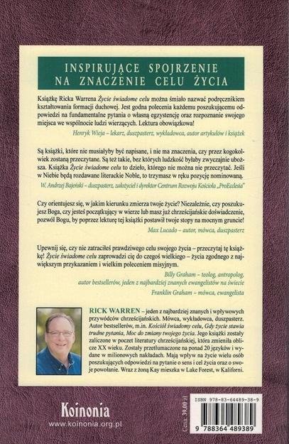 Życie świadome celu - Rick Warren - oprawa miękka