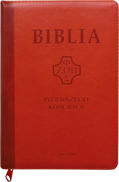 Biblia Pierwszego Kościoła eko-skóra PU zamek index złoto ceglasta