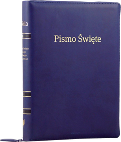 Biblia Stare i Nowe Przymierze EIB Liga Biblijna duża ekoskóra PU zamek złoto index niebieska