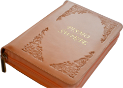 Biblia Tysiąclecia mała index skóra zamek oazowa różowa