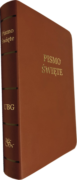 Uwspółcześniona Biblia Gdańska UBG średnia ekoskóra PU F0 złoto brąz