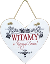 Tabliczka drewniana - Witamy w Naszym Domu! - serce
