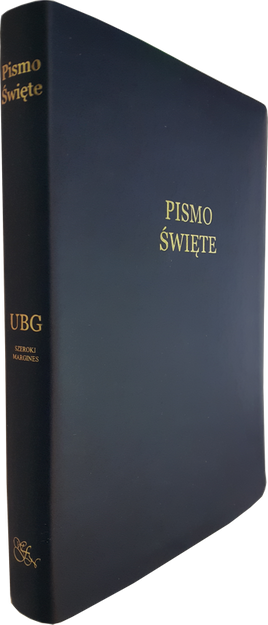 Uwspółcześniona Biblia Gdańska UBG duża ekoskóra PU F3 złoto szeroki margines granat
