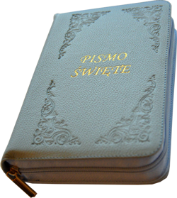 Biblia Tysiąclecia mała index skóra zamek oazowa błękitna