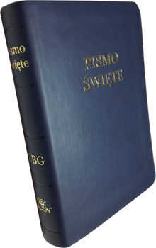 Uwspółcześniona Biblia Gdańska UBG A6 mała ekoskóra PU złoto granat