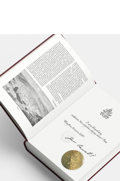Biblia Warszawsko-Praska Biblia Edukacyjna ze złotą ręcznie wyciskaną pieczęcią papieską
