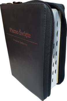 Biblia Stare i Nowe Przymierze Przekład dosłowny EIB wyd.IV średnia A5 skóra złoto zamek index czarna