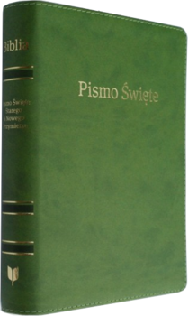 Biblia Stare i Nowe Przymierze EIB Liga Biblijna średnia A5 ekoskóra PU złoto index zielona