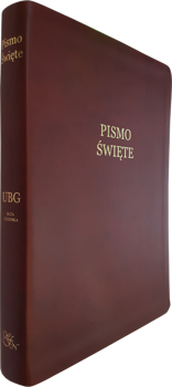 Uwspółcześniona Biblia Gdańska UBG duża ekoskóra PU F2 złoto duża czcionka bordo
