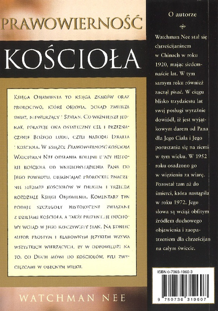 Prawowierność kościoła Co Duch mówi do kościoła w księdze Objawienia - Watchman Nee 