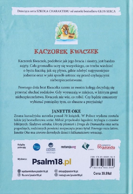 Kaczorek Kwaczek i lekcja pokory - Janette Oke - oprawa twarda