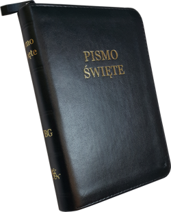 Uwspółcześniona Biblia Gdańska UBG A6 mała gładka skóra zamek złoto czarna