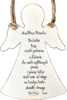 Tabliczka drewniana - Modlitwa Dziecka do Ciebie Boże... - aniołek