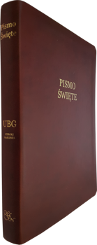 Uwspółcześniona Biblia Gdańska UBG duża ekoskóra PU F3 złoto szeroki margines bordo