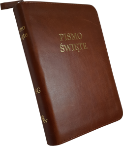 Uwspółcześniona Biblia Gdańska UBG A6 mała gładka skóra zamek złoto findik