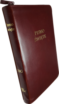 Uwspółcześniona Biblia Gdańska UBG F1 średnia marmurek skóra zamek złoto bordo
