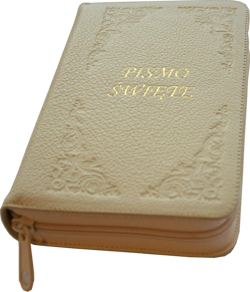 Biblia Tysiąclecia mała index skóra zamek oazowa biała