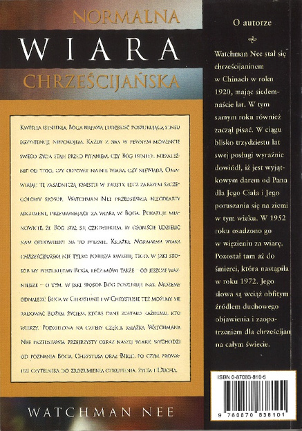 Normalna wiara chrześcijańska Odnaleźć Boga i życie chrześcijańskie - Watchman Nee 