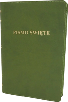 Biblia Warszawska duża ekoskóra PU złoto zamek zielona