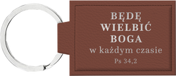Brelok skórzany z napisem - Będę wielbić Boga w kazdym czasie Ps 34,2