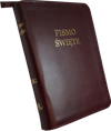 Uwspółcześniona Biblia Gdańska UBG A6 mała gładka skóra zamek złoto bordo