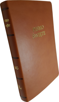 Uwspółcześniona Biblia Gdańska UBG średnia ekoskóra PU F1 złoto brąz - gruby papier
