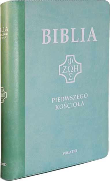 Biblia Pierwszego Kościoła eko-skóra PU zamek index złoto mietowa