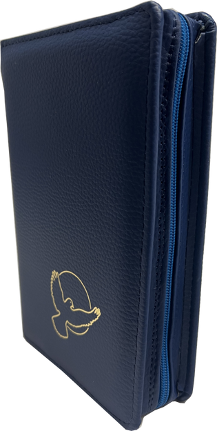 Okładka skórzana na Biblię Edycja Świętego Pawła z rybką niebieska