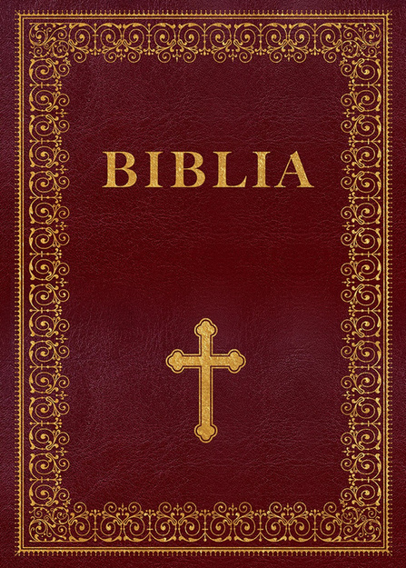 Biblia Warszawsko-Praska Biblia Edukacyjna ze złotą ręcznie wyciskaną pieczęcią papieską