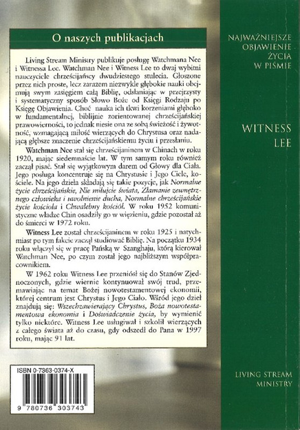 Najważniejsze objawienie życia w Piśmie - Witness Lee - oprawa miękka