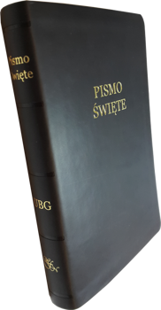 Uwspółcześniona Biblia Gdańska UBG średnia ekoskóra PU F1 złoto czarna - gruby papier