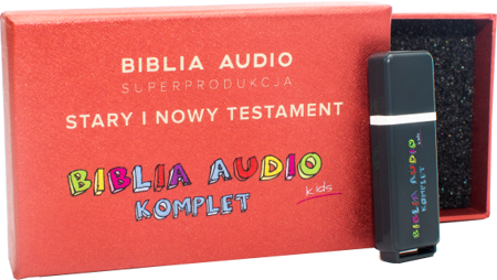 Biblia Audio - Superprodukcja Stary i Nowy testament oraz Biblia audio kids - Zestaw rodzinny PENDRIVE - pudełko