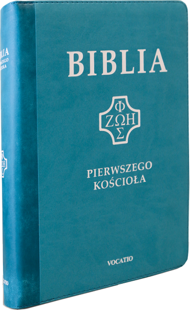 Biblia Pierwszego Kościoła eko-skóra PU zamek index złoto turkusowa