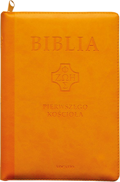 Biblia Pierwszego Kościoła eko-skóra PU zamek index złoto żółta