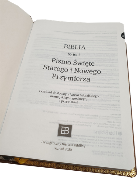 Biblia Stare i Nowe Przymierze EIB Liga Biblijna średnia skórzana ekskluzywna oprawa ze złoceniami