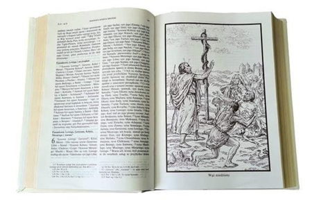 Biblia Tysiąclecia A4 Papieska twarda złocone brzegi kartek niebieska