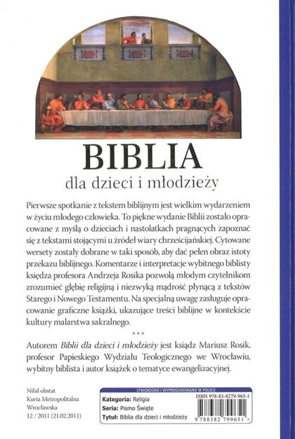 Biblia dla dzieci i młodzieży ilustrowana dziełami malarstwa sakralnego - ks. prof. Mariusz Rosik